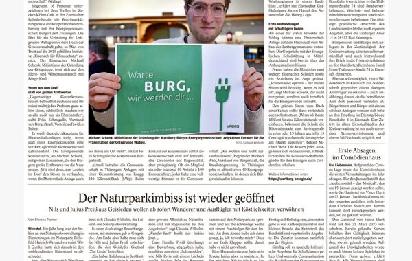 Zeitungsausschnitt Titel "Energiewende mit Projekten vor Ort"